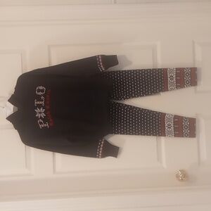 Ralph Lauren  Girls Logo Fleece Hoodie & Fair Isle Jersey Leggings NWT Size 8-10